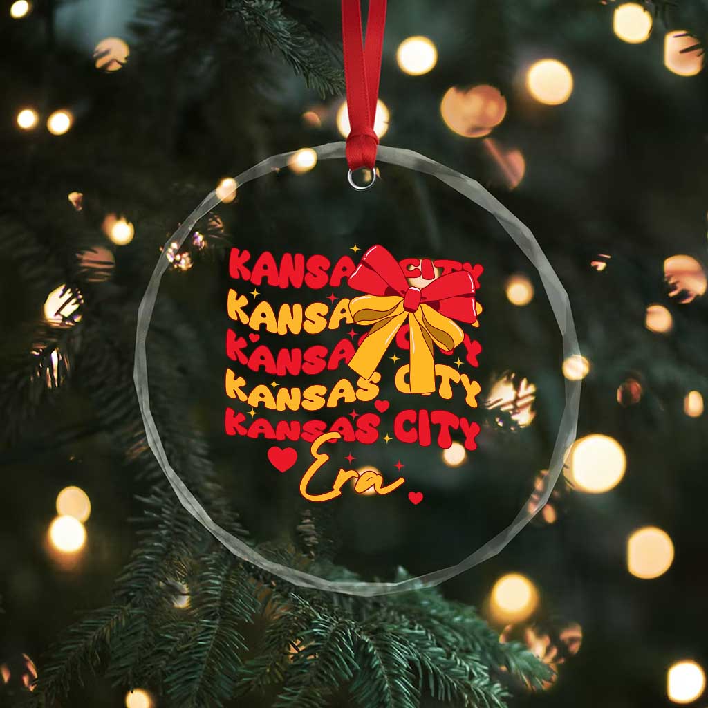 Groovy In My Kansas City Era Crystal Glass Ornament Retro Coquette Bow - Wonder Print Shop