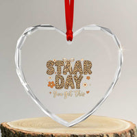 Groovy Leopard STAAR Day Heart Crystal Glass Ornament You Got This Motivational Teacher Sayings