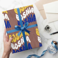 Groovy Retro Bosnia Wrapping Paper Roll Proud Bosnian Balkan Heritage Gift