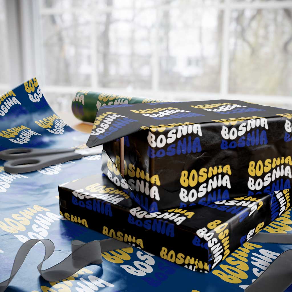 Groovy Retro Bosnia Wrapping Paper Roll Proud Bosnian Balkan Heritage Gift