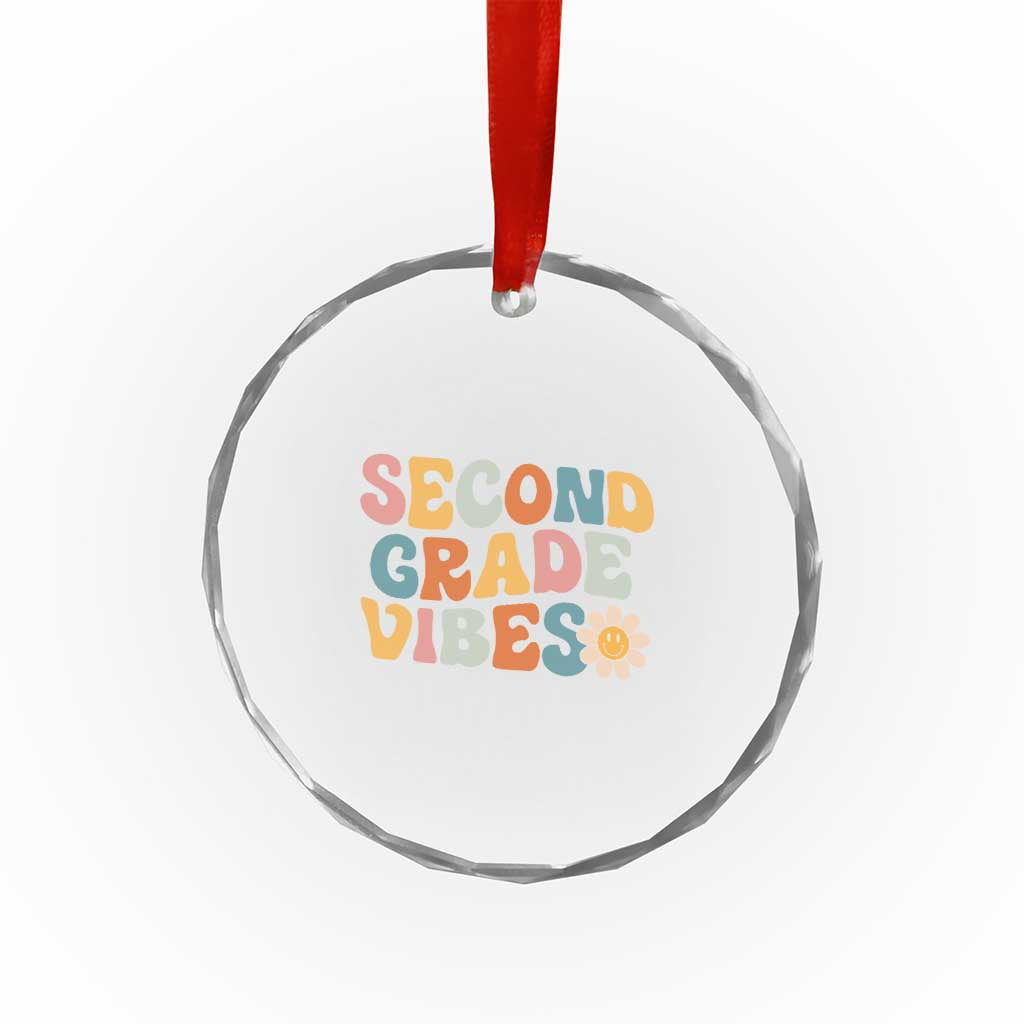 Groovy Retro Second Grade Vibes Crystal Glass Ornament Back to School 2nd Grade Team