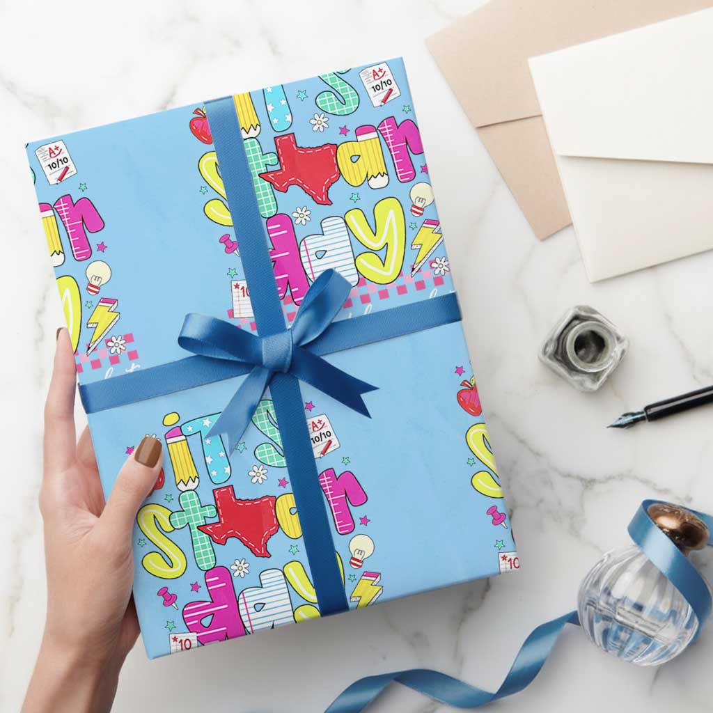 Groovy Texas STAAR Day Wrapping Paper Roll Don't Stress Do Your Best Teacher Student Motivation