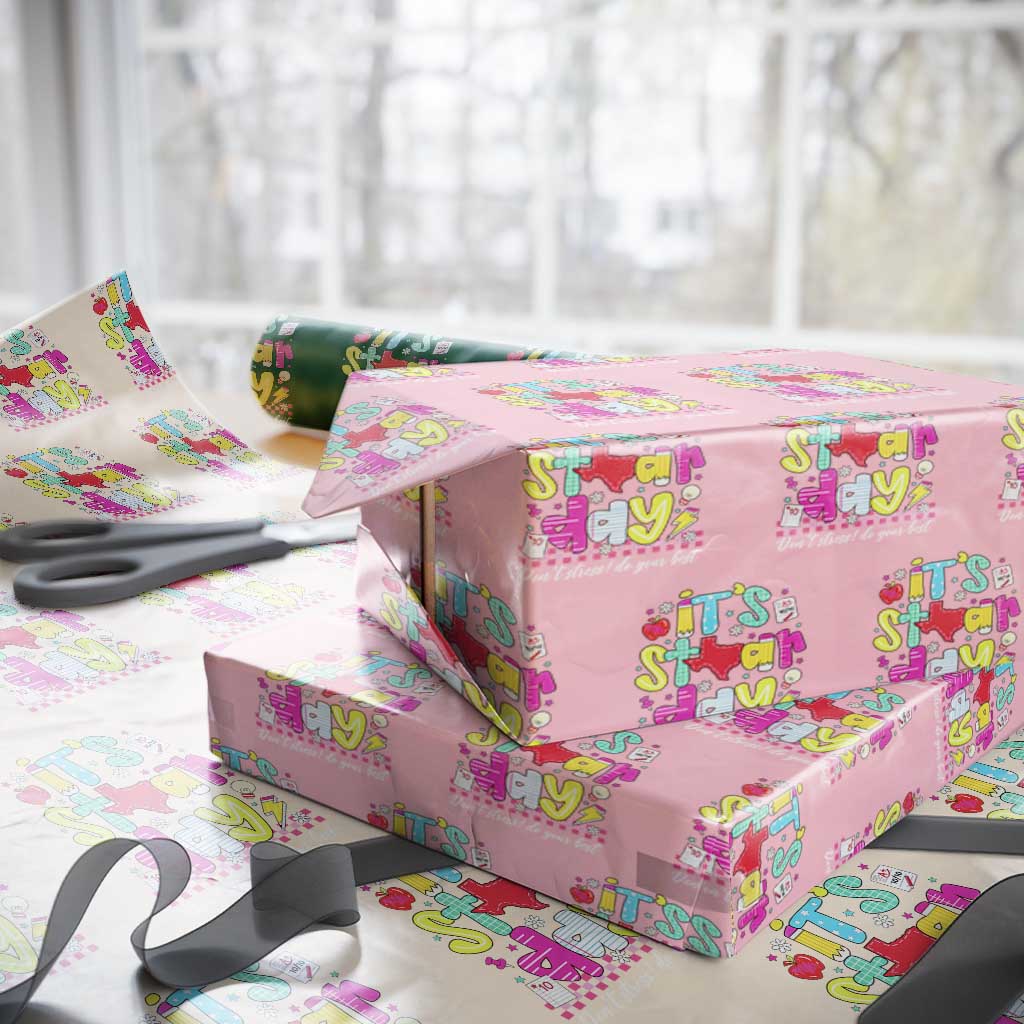 Groovy Texas STAAR Day Wrapping Paper Roll Don't Stress Do Your Best Teacher Student Motivation