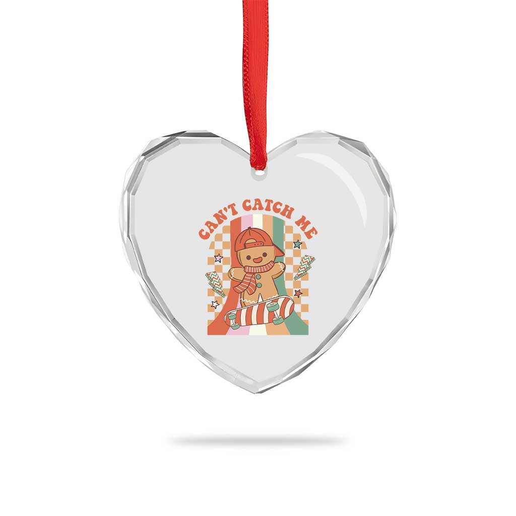 Groovy Xmas Skateboard Heart Crystal Glass Ornament Can't Catch Me Gingerbread Boy - Wonder Print Shop