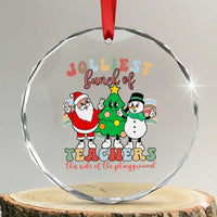 Groovy Xmas Teacher Crystal Glass Ornament Jolliest Bunch Of Teachers This Side Of The Playground TS09