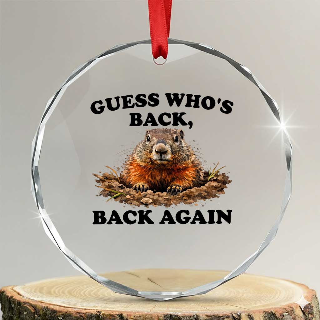 Groundhog Day Crystal Glass Ornament Funny Woodchuck Guess Whos Back - Wonder Print Shop