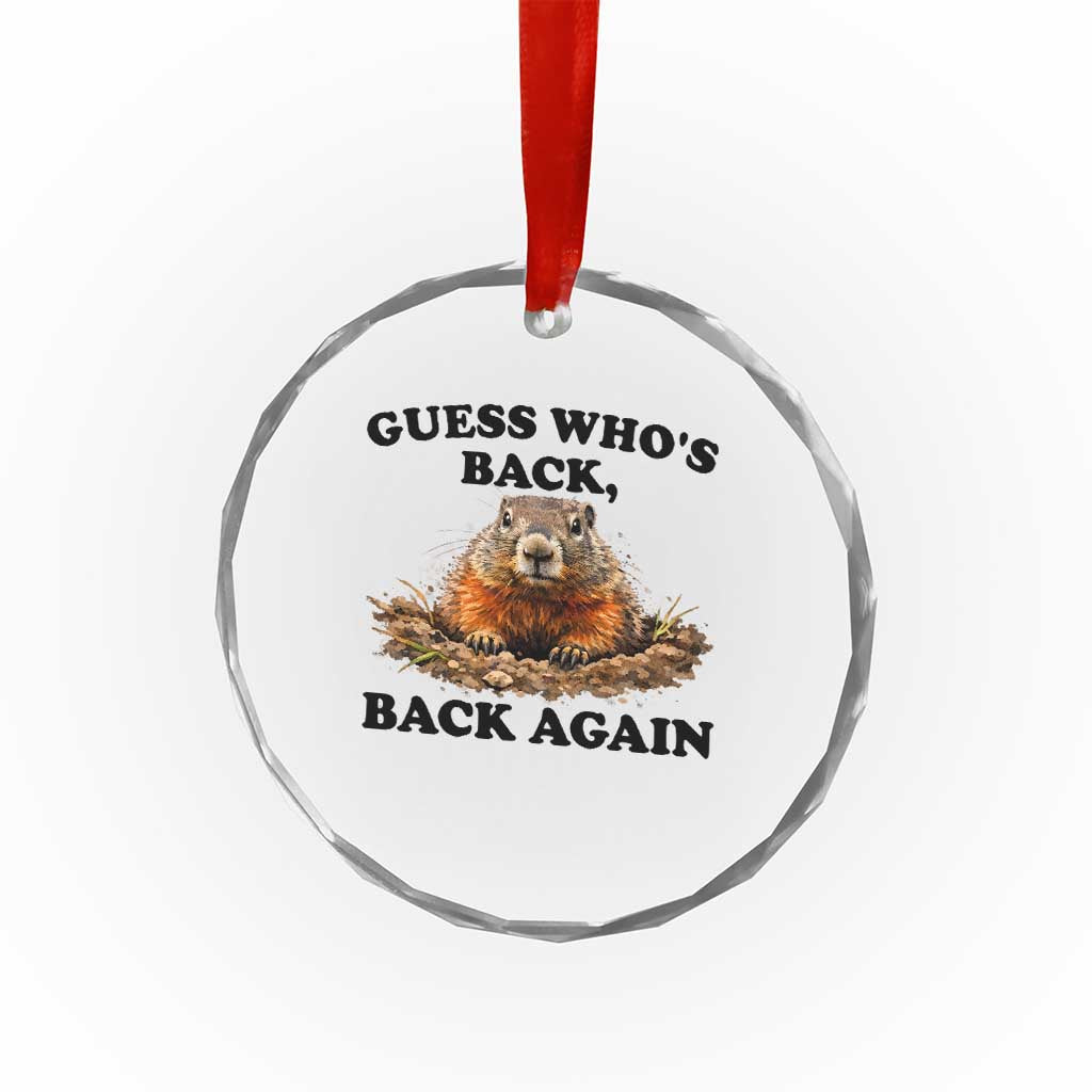 Groundhog Day Crystal Glass Ornament Funny Woodchuck Guess Whos Back - Wonder Print Shop