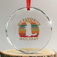 Groundhog Day Crystal Glass Ornament My Favorite Holiday Ground Hog Shadow Retro Sunset TS02