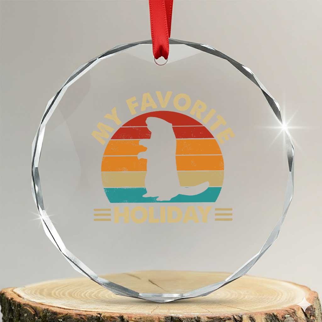 Groundhog Day Crystal Glass Ornament My Favorite Holiday Retro Woodchuck - Wonder Print Shop