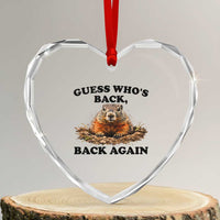 Groundhog Day Heart Crystal Glass Ornament Funny Woodchuck Guess Whos Back - Wonder Print Shop