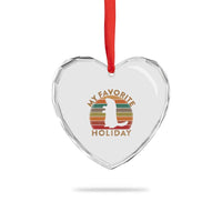 Groundhog Day Heart Crystal Glass Ornament My Favorite Holiday Ground Hog Shadow Retro Sunset - Wonder Print Shop