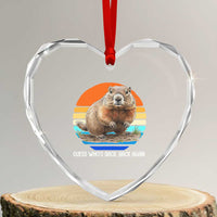 Groundhog Day Heart Crystal Glass Ornament Retro Vintage Funny Woodchuck Guess Whos Back - Wonder Print Shop