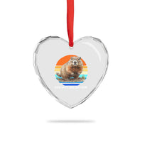 Groundhog Day Heart Crystal Glass Ornament Retro Vintage Funny Woodchuck Guess Whos Back - Wonder Print Shop