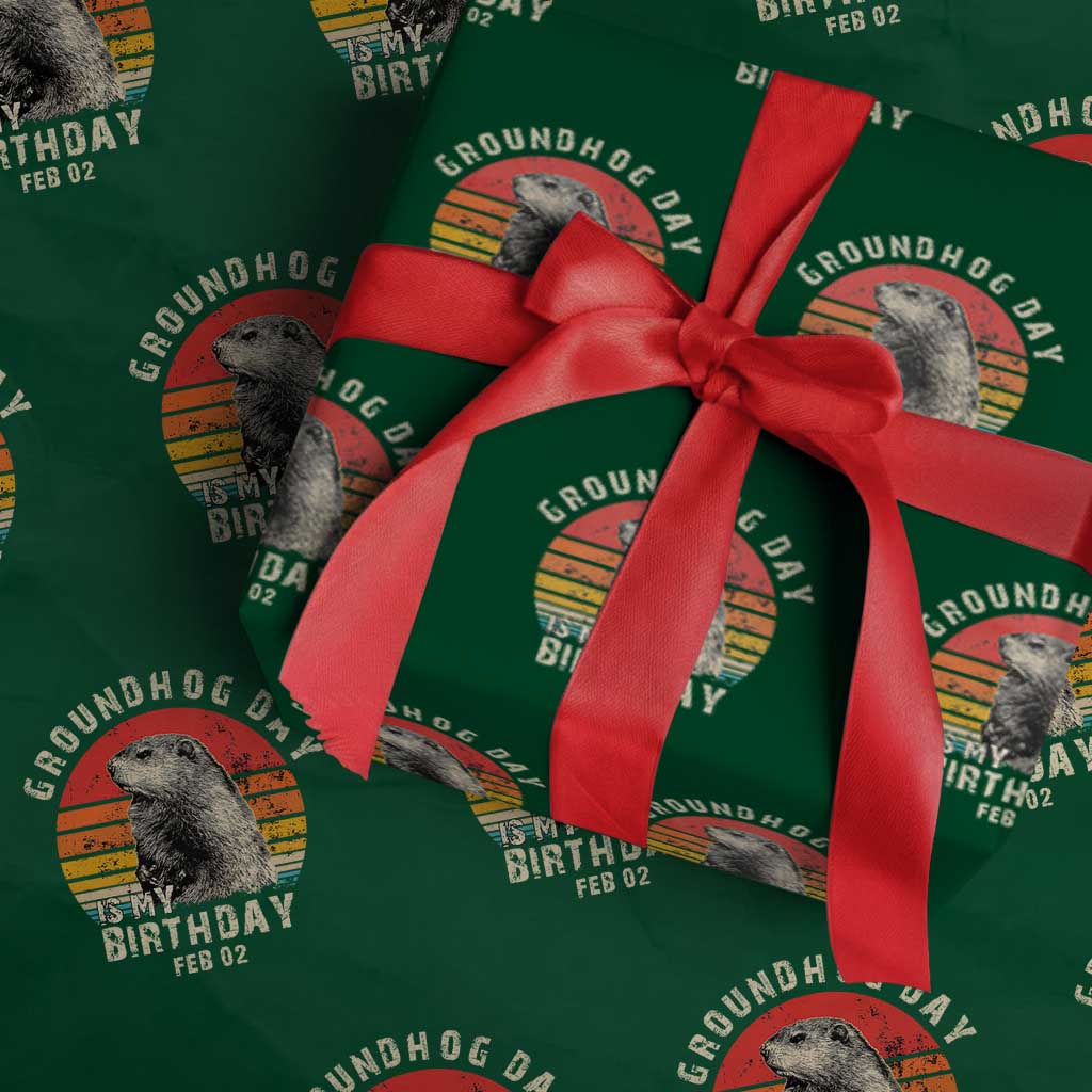 Groundhog Day Is My Birthday Wrapping Paper Roll Funny Woodchuck Retro Vintage - Wonder Print Shop