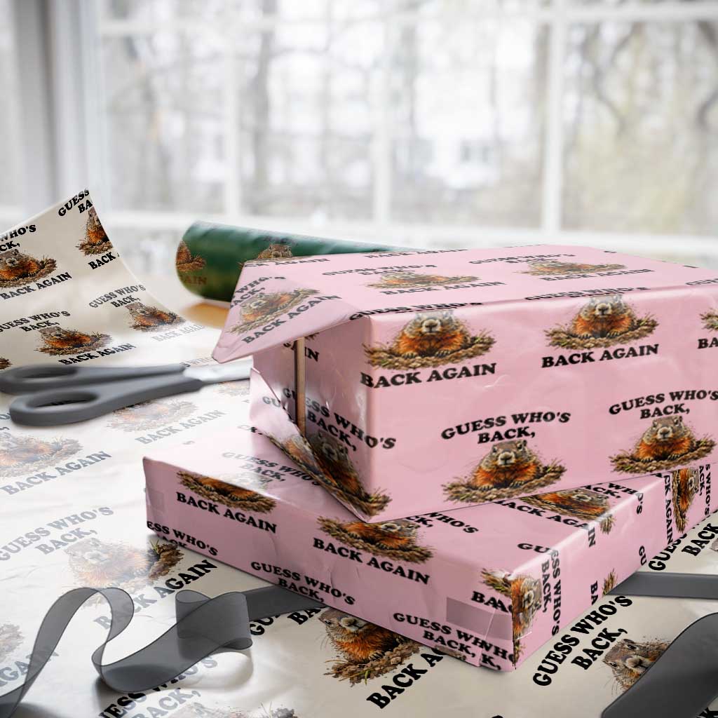 Groundhog Day Wrapping Paper Roll Funny Woodchuck Guess Whos Back - Wonder Print Shop