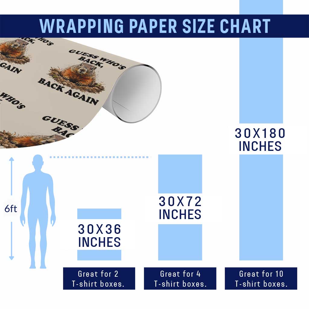 Groundhog Day Wrapping Paper Roll Funny Woodchuck Guess Whos Back - Wonder Print Shop