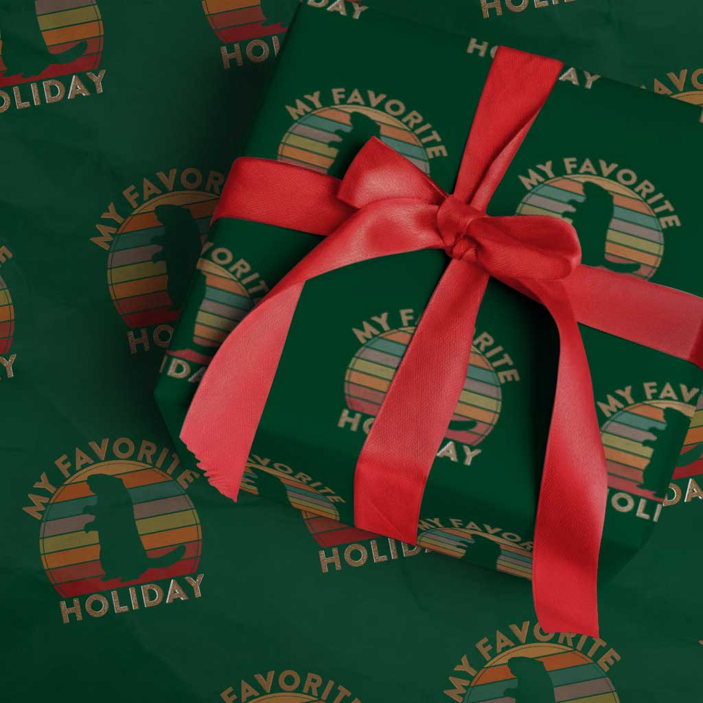 Groundhog Day Wrapping Paper Roll My Favorite Holiday Ground Hog Shadow Retro Sunset - Wonder Print Shop