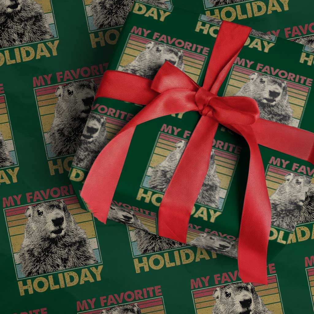 Groundhog Day Wrapping Paper Roll Retro My Favorite Holiday Retro Woodchuck
