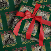 Groundhog Day Wrapping Paper Roll Retro My Favorite Holiday Retro Woodchuck