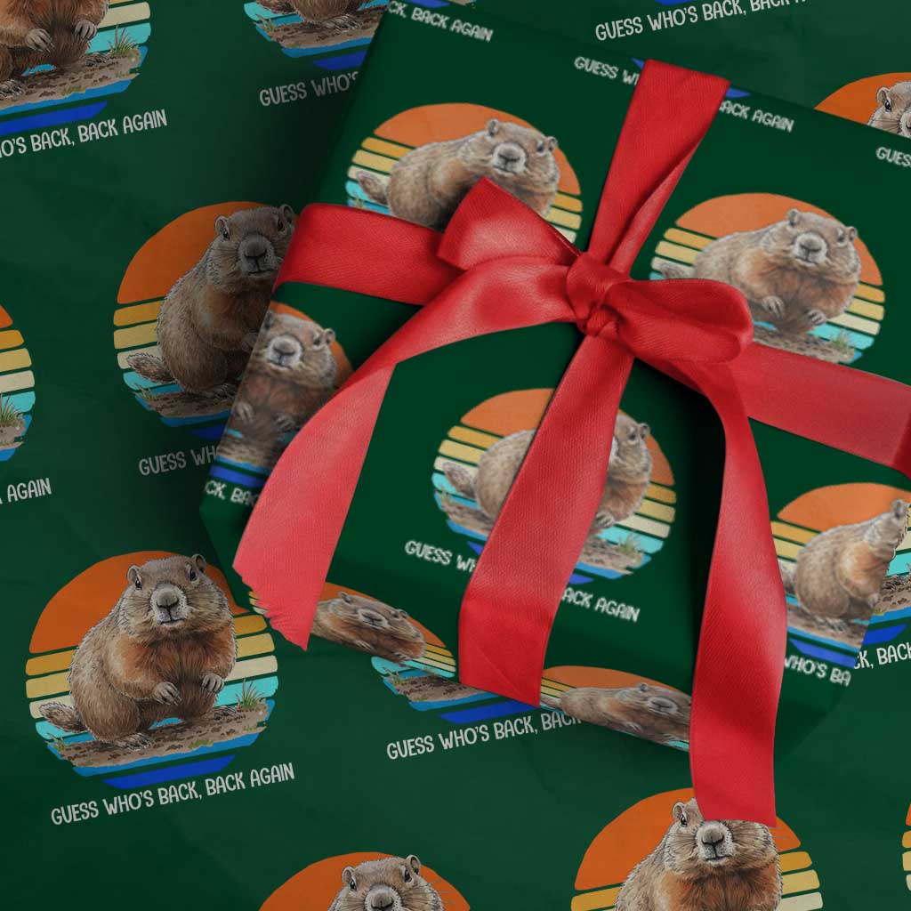 Groundhog Day Wrapping Paper Roll Retro Vintage Funny Woodchuck Guess Whos Back - Wonder Print Shop