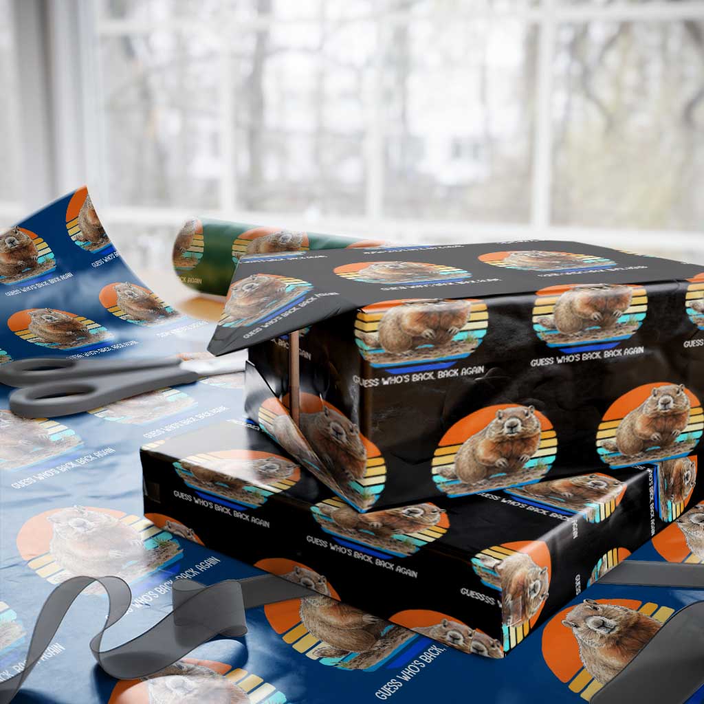 Groundhog Day Wrapping Paper Roll Retro Vintage Funny Woodchuck Guess Whos Back - Wonder Print Shop