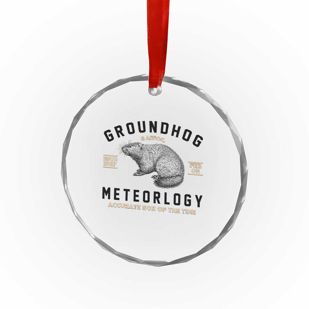 Groundhog Meteorology Crystal Glass Ornament Estd 1887 Accurate 50 Percent Of The Time Woodchuck TS02