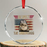 Groundhog Meteorology Crystal Glass Ornament Respect The Groundhog Woodchuck Photo GroundHog Day TS02