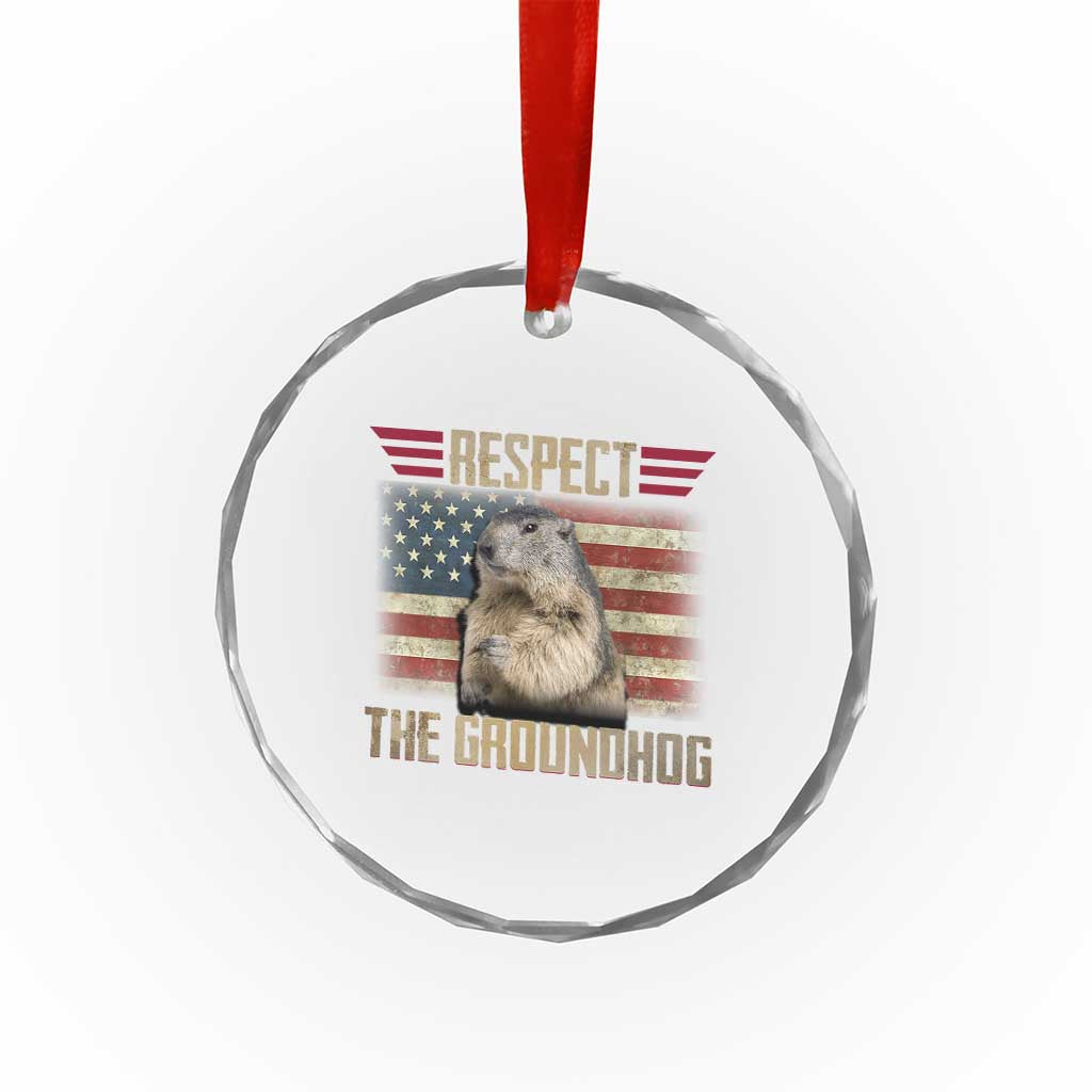 Groundhog Meteorology Crystal Glass Ornament Respect The Groundhog Woodchuck Photo GroundHog Day TS02