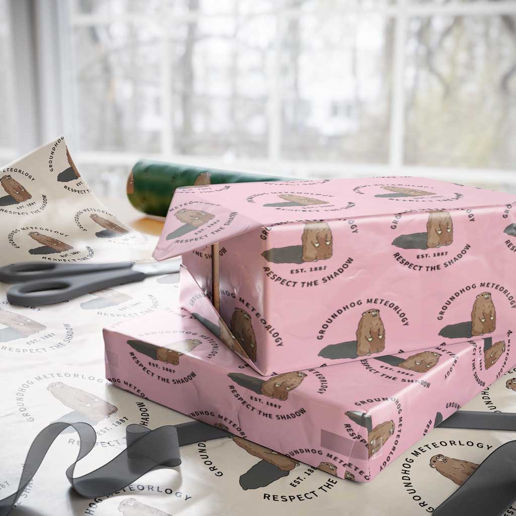 Groundhog Meteorology Wrapping Paper Roll Respect The Shadow Est 1887 Funny Woodchuck - Wonder Print Shop