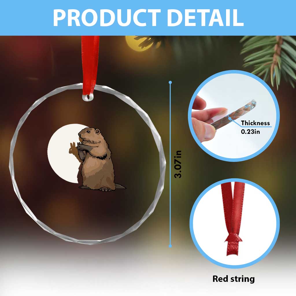Groundhog Shadow Meteorlogy Crystal Glass Ornament Woodchuck Puppet Funny Gift TS02