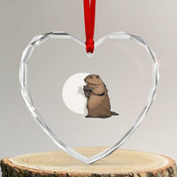 Groundhog Shadow Meteorlogy Heart Crystal Glass Ornament Woodchuck Puppet Funny Gift - Wonder Print Shop