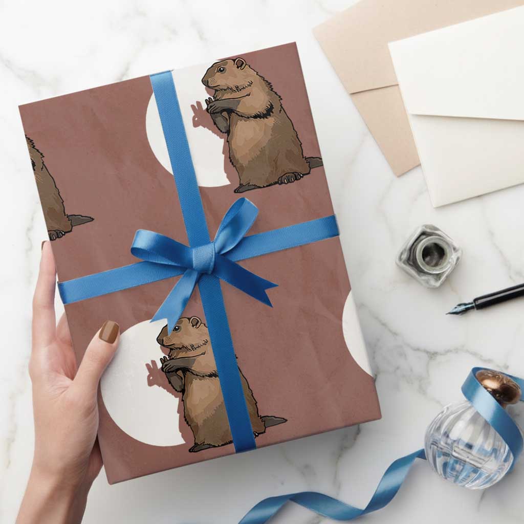 Groundhog Shadow Meteorlogy Wrapping Paper Roll Woodchuck Puppet Funny Gift - Wonder Print Shop