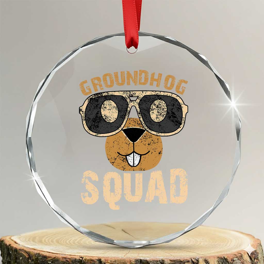 Groundhog Squad Crystal Glass Ornament Cute Woodchuck Happy Groundhog Day TS02