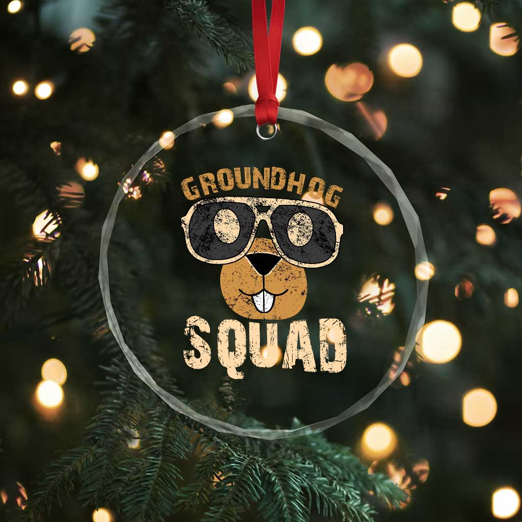 Groundhog Squad Crystal Glass Ornament Cute Woodchuck Happy Groundhog Day TS02