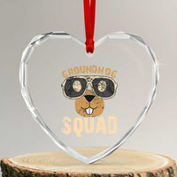 Groundhog Squad Heart Crystal Glass Ornament Cute Woodchuck Happy Groundhog Day - Wonder Print Shop