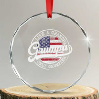 Grumpa Like Regular Grandpa Only Grumpier Crystal Glass Ornament Funny Grandfather Grandpa American Flag - Wonder Print Shop