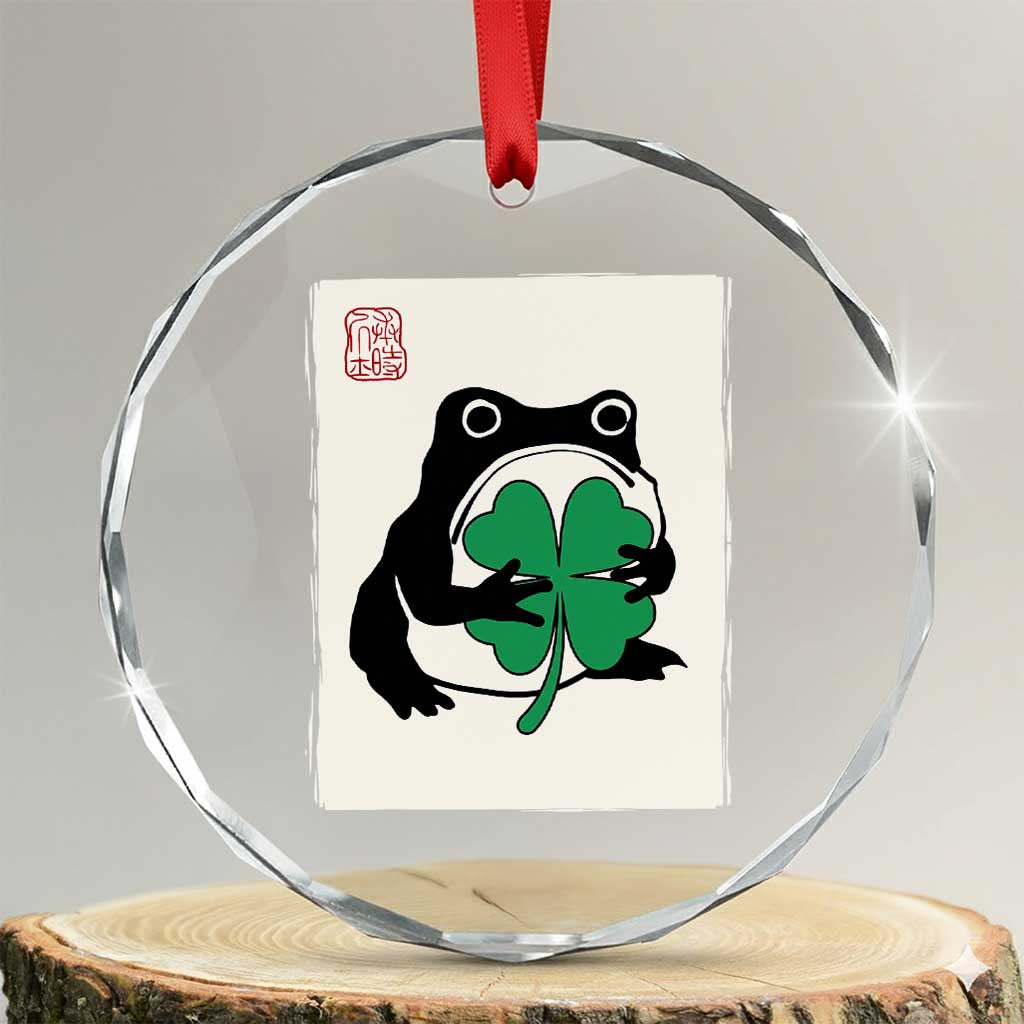 Grumpy Frog Japanese Crystal Glass Ornament St Patricks Day Gift