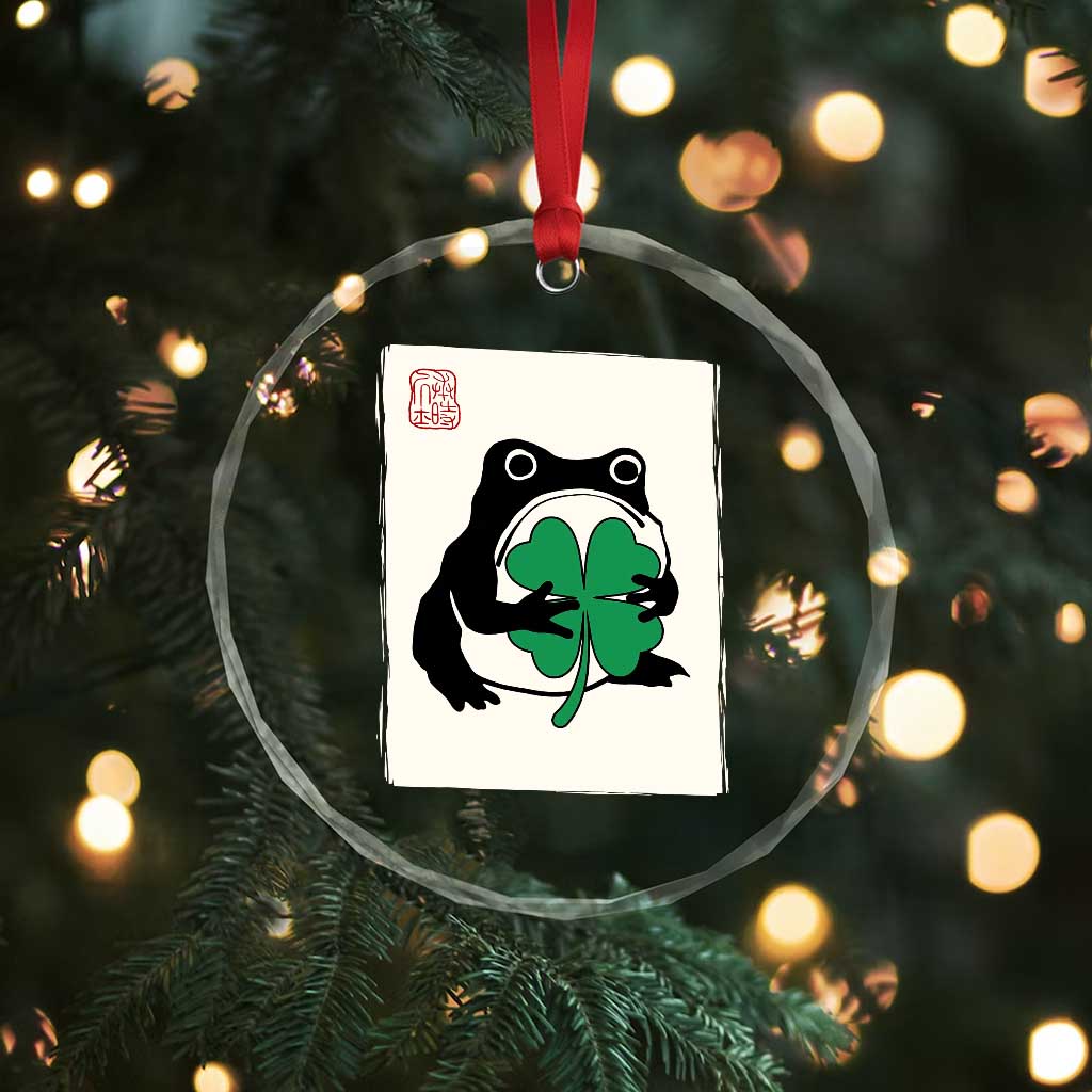 Grumpy Frog Japanese Crystal Glass Ornament St Patricks Day Gift