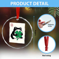 Grumpy Frog Japanese Crystal Glass Ornament St Patricks Day Gift