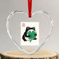 Grumpy Frog Japanese Heart Crystal Glass Ornament St Patricks Day Gift