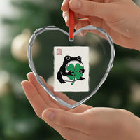 Grumpy Frog Japanese Heart Crystal Glass Ornament St Patricks Day Gift