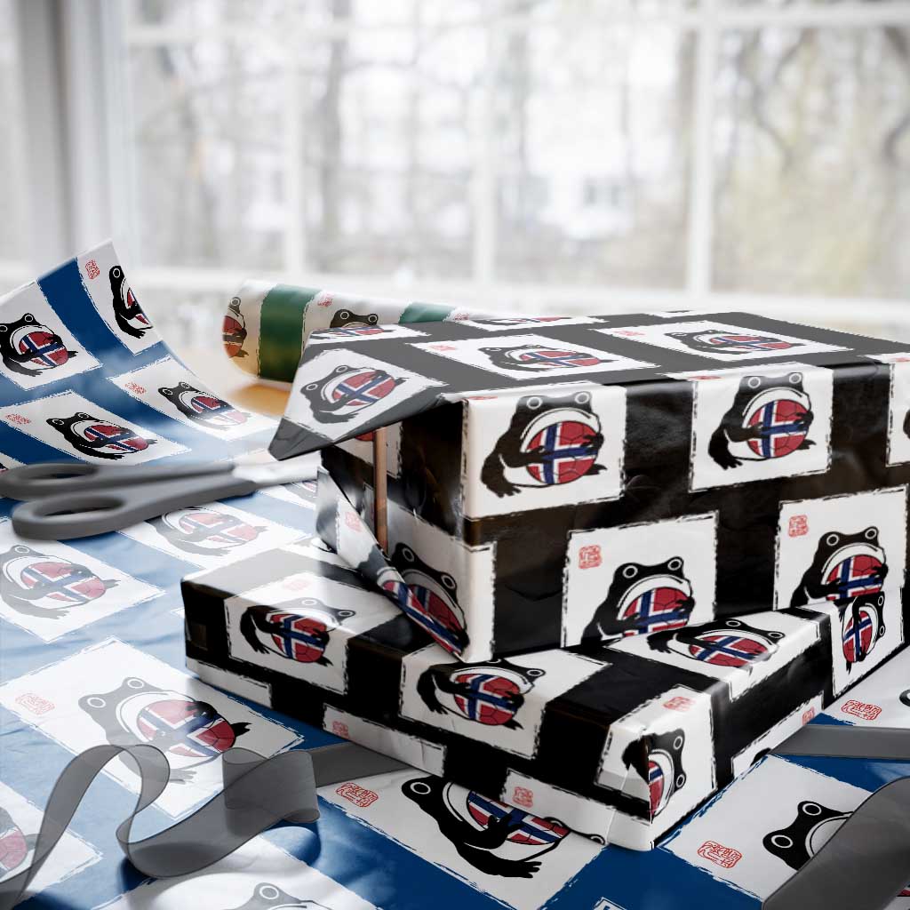 Grumpy Frog Norway Soccer Fan Wrapping Paper Roll Japanese Style Match Day