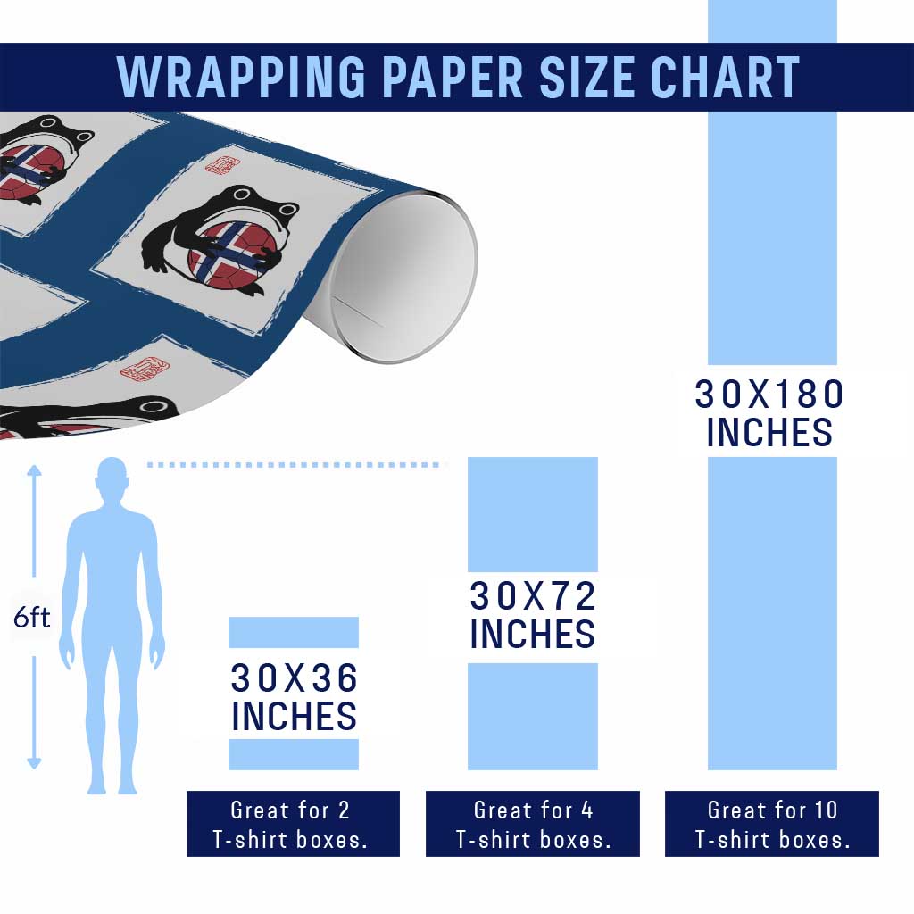 Grumpy Frog Norway Soccer Fan Wrapping Paper Roll Japanese Style Match Day