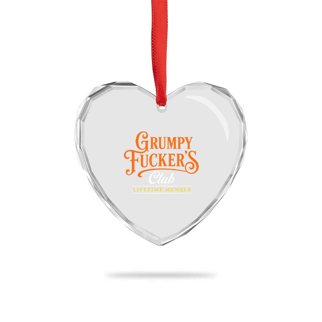 Grumpy Fuckers Club Lifetime Member Heart Crystal Glass Ornament Gag Gift Birthday Husband Dad Fathers Day