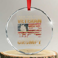 Grumpy Old Veteran Crystal Glass Ornament Funny Military Veteran USA Flag - Wonder Print Shop