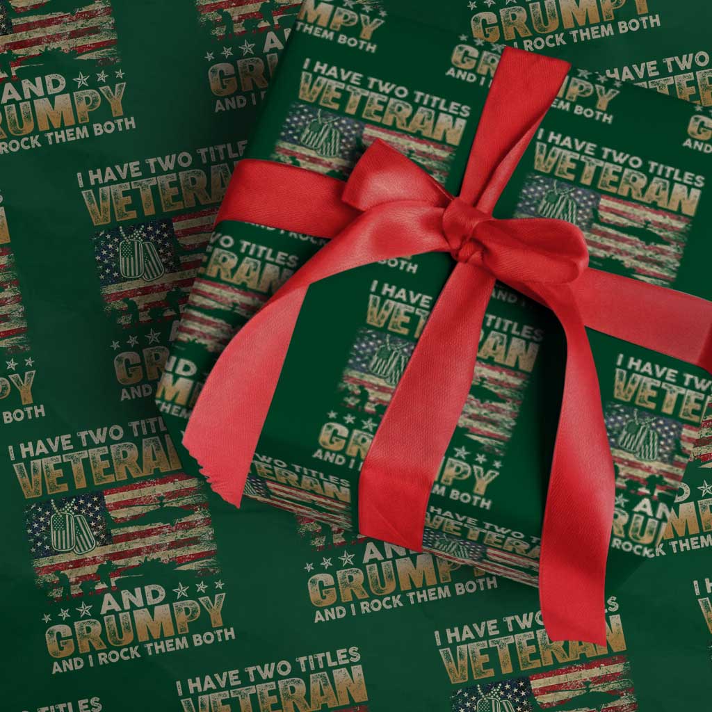 Grumpy Old Veteran Wrapping Paper Roll Funny Military Veteran USA Flag - Wonder Print Shop