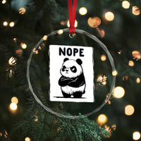Grumpy Panda Says Nope Crystal Glass Ornament Japanese Aesthetic Panda Bear Graphic