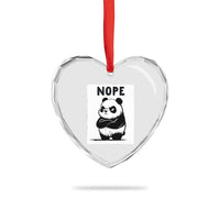 Grumpy Panda Says Nope Heart Crystal Glass Ornament Japanese Aesthetic Panda Bear Graphic