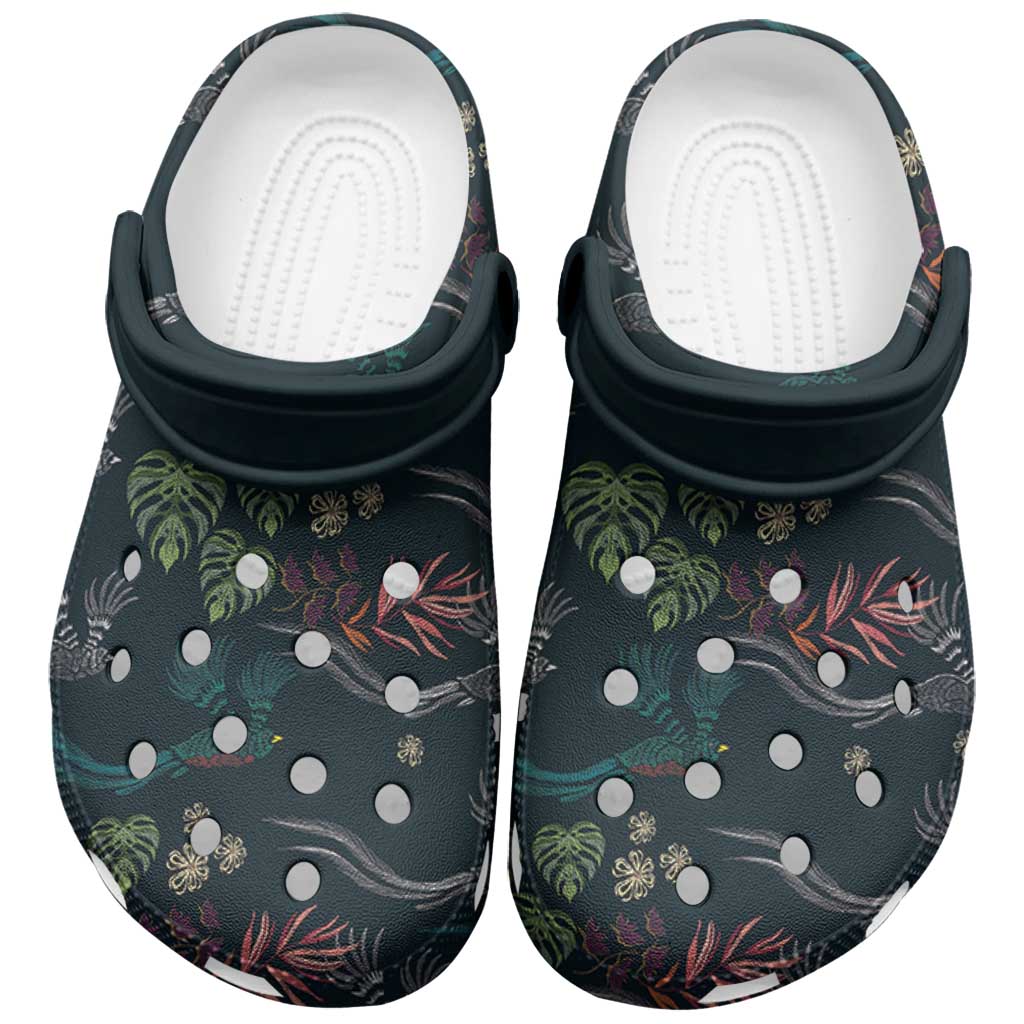 Guatemala Quetzal Bird Pattern Clogs Shoes Embroidery Effect