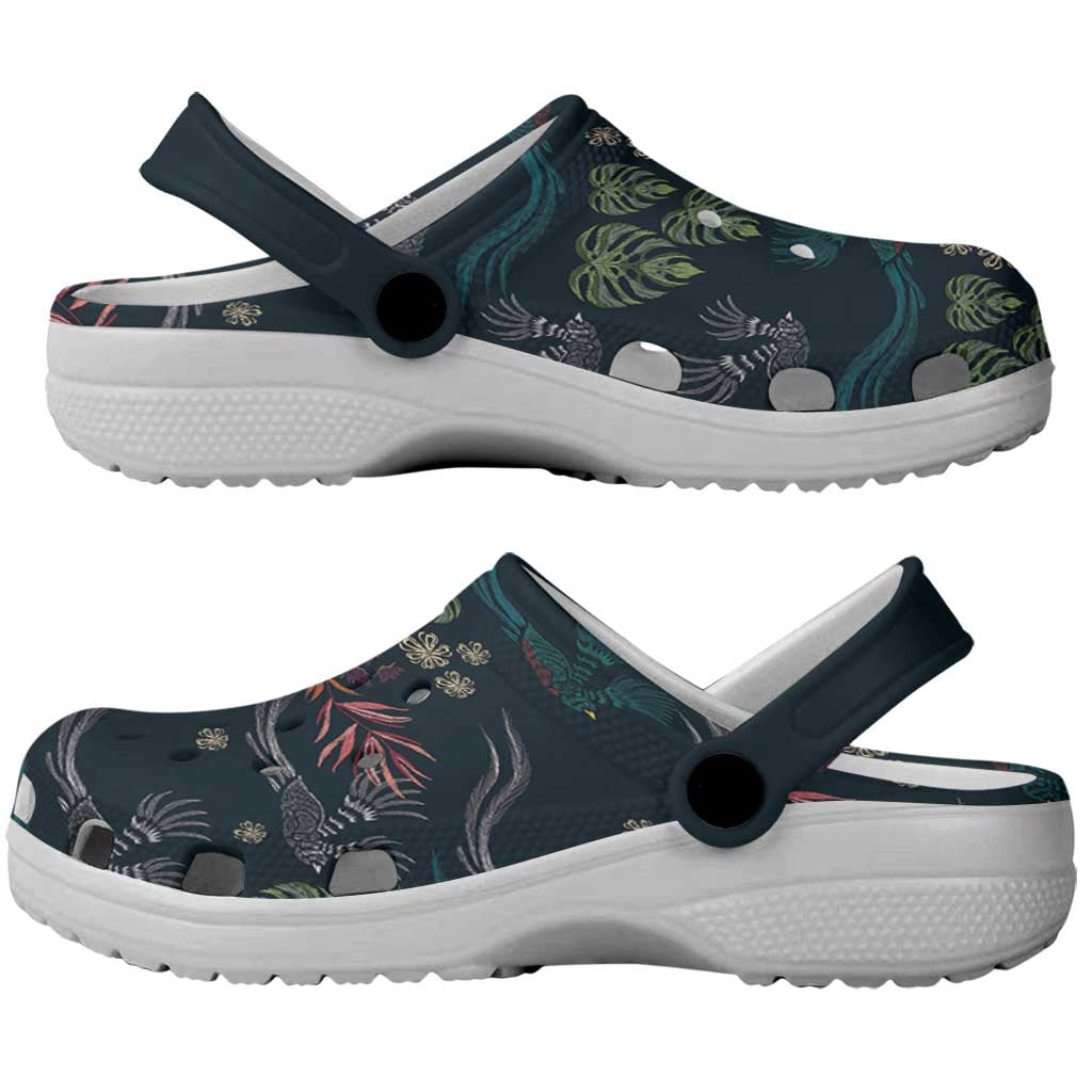 Guatemala Quetzal Bird Pattern Clogs Shoes Embroidery Effect